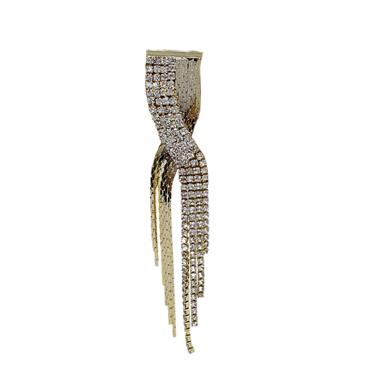 Gold Plated Crossover Rhinestone Earrings