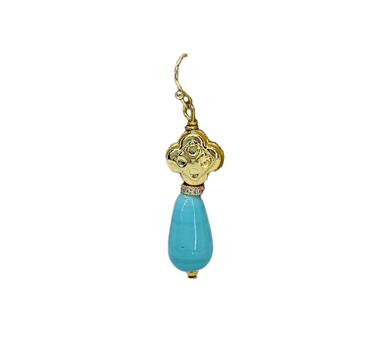 Vintage Clover and Turquoise Glass Drop Earrings