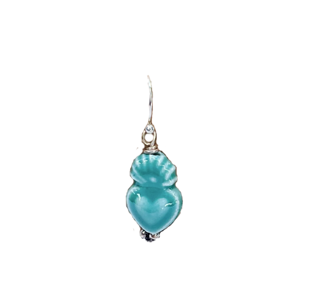 Turquoise Ex Voto Heart Earrings
