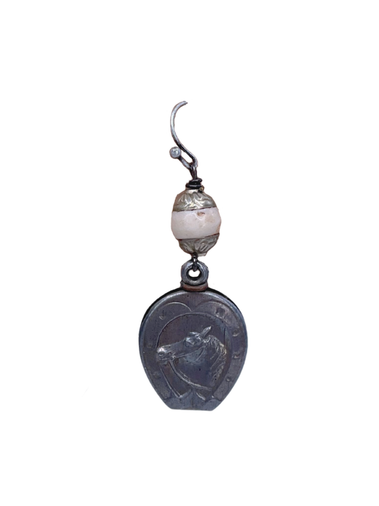 Bone and Vintage Horse Fob Earrings