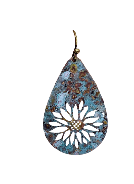 Patina Sunflower Earrings