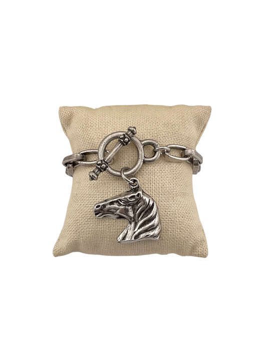 Sterling Plated Horse Toggle Bracelet