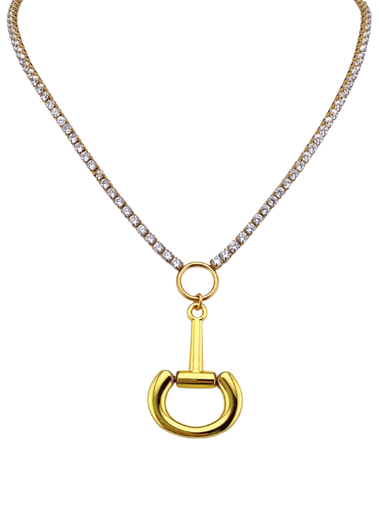 Vintage Rhinestone Chain with Vintage Gold Plated Horse-Bit