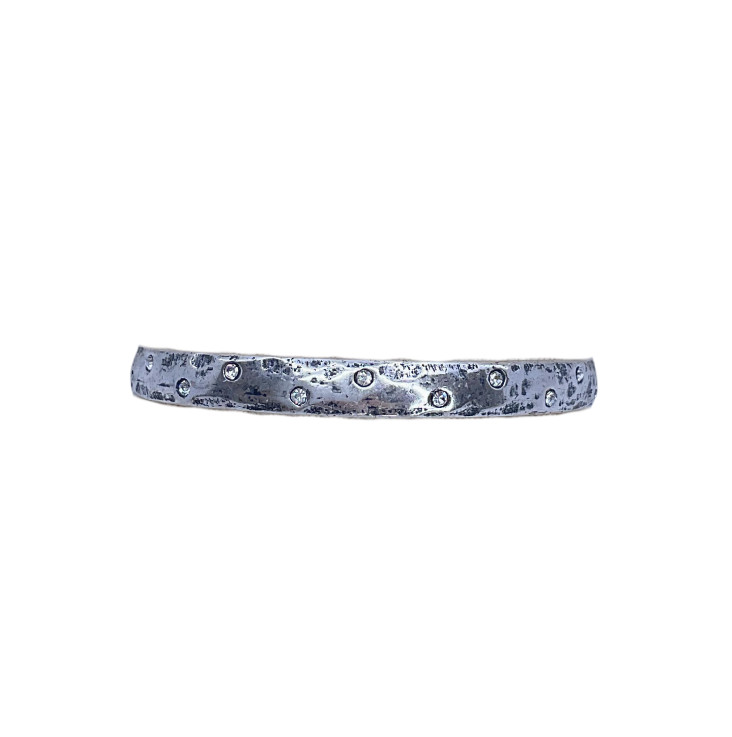 Vintage Reproduction Sterling Plated Bangle With Small Crystals
