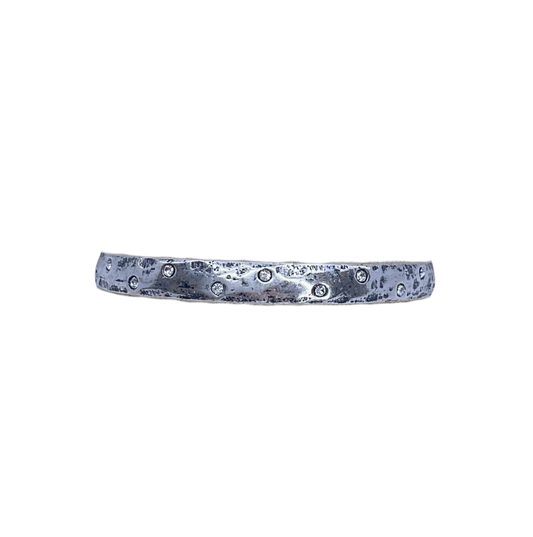 Vintage Reproduction Sterling Plated Bangle With Small Crystals