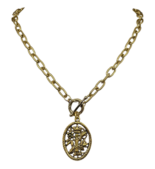 Gold Plated 18" Chain with Gold Plated Scottish Crest Pendant