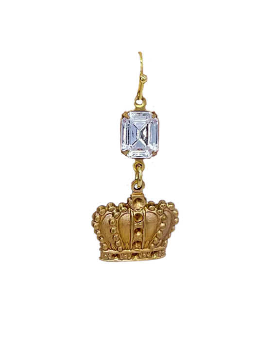 Vintage Rhinestone Crown Earrings