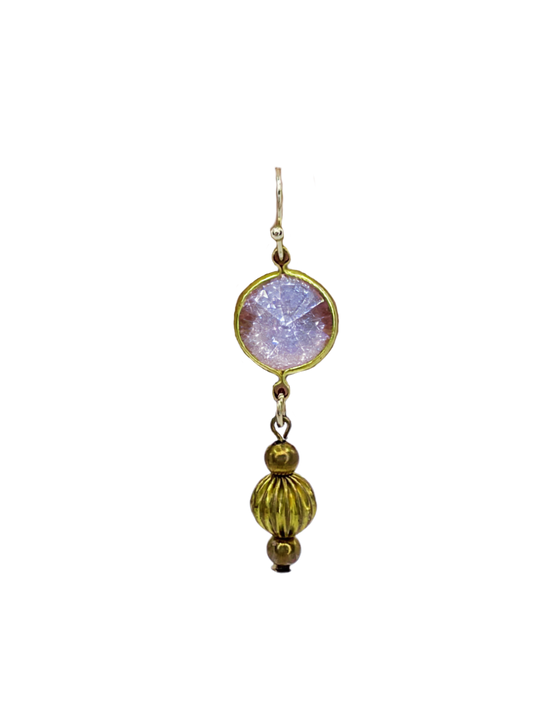 Vintage Fluted and Circle Crystal Drop Earrings