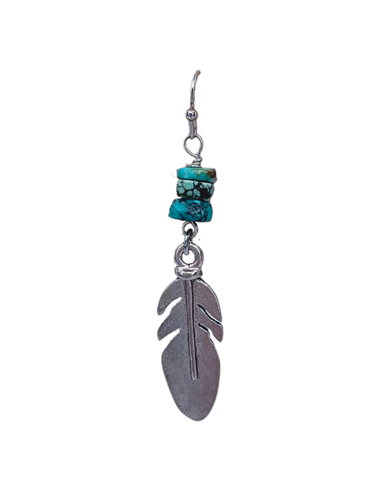 Turquoise and Feather Earrings
