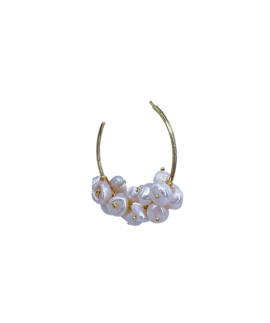 Pearl Cluster Hoop Earrings