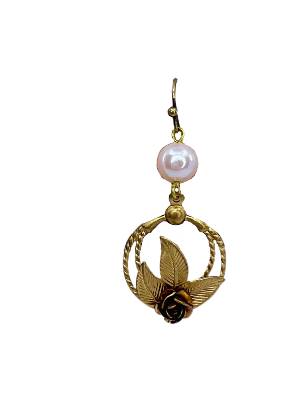 Gold Plated Pearl and Flower Earrings