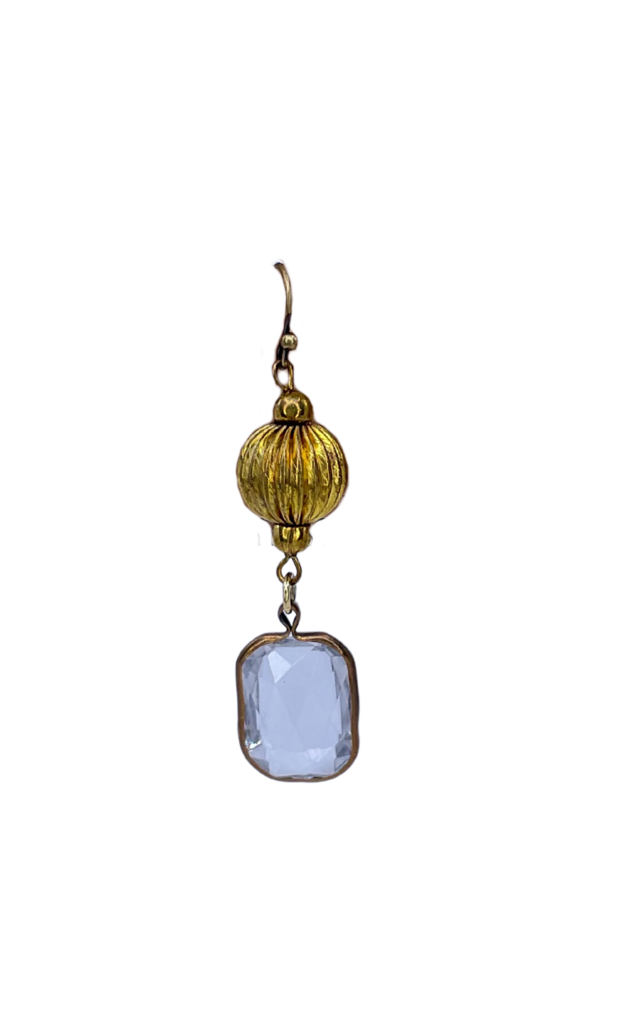 Vintage Fluted and Square Crystal Drop Earrings