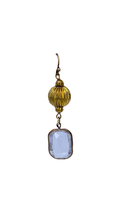 Vintage Fluted and Square Crystal Drop Earrings