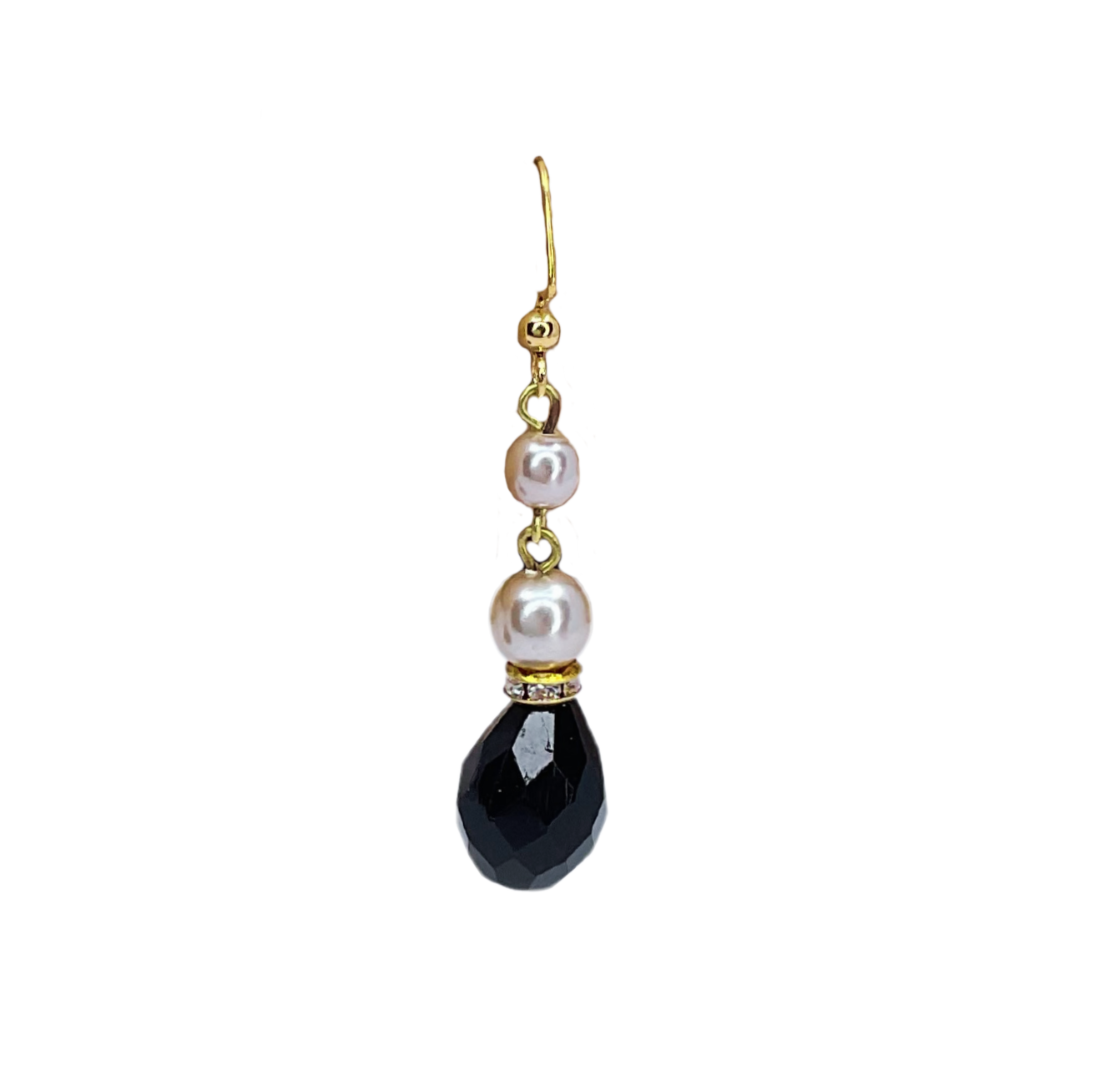 Vintage Black and Faux Pearl Earrings