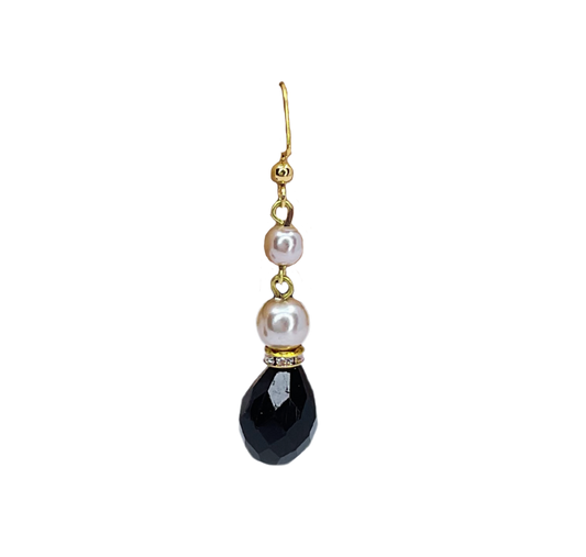 Vintage Black and Faux Pearl Earrings