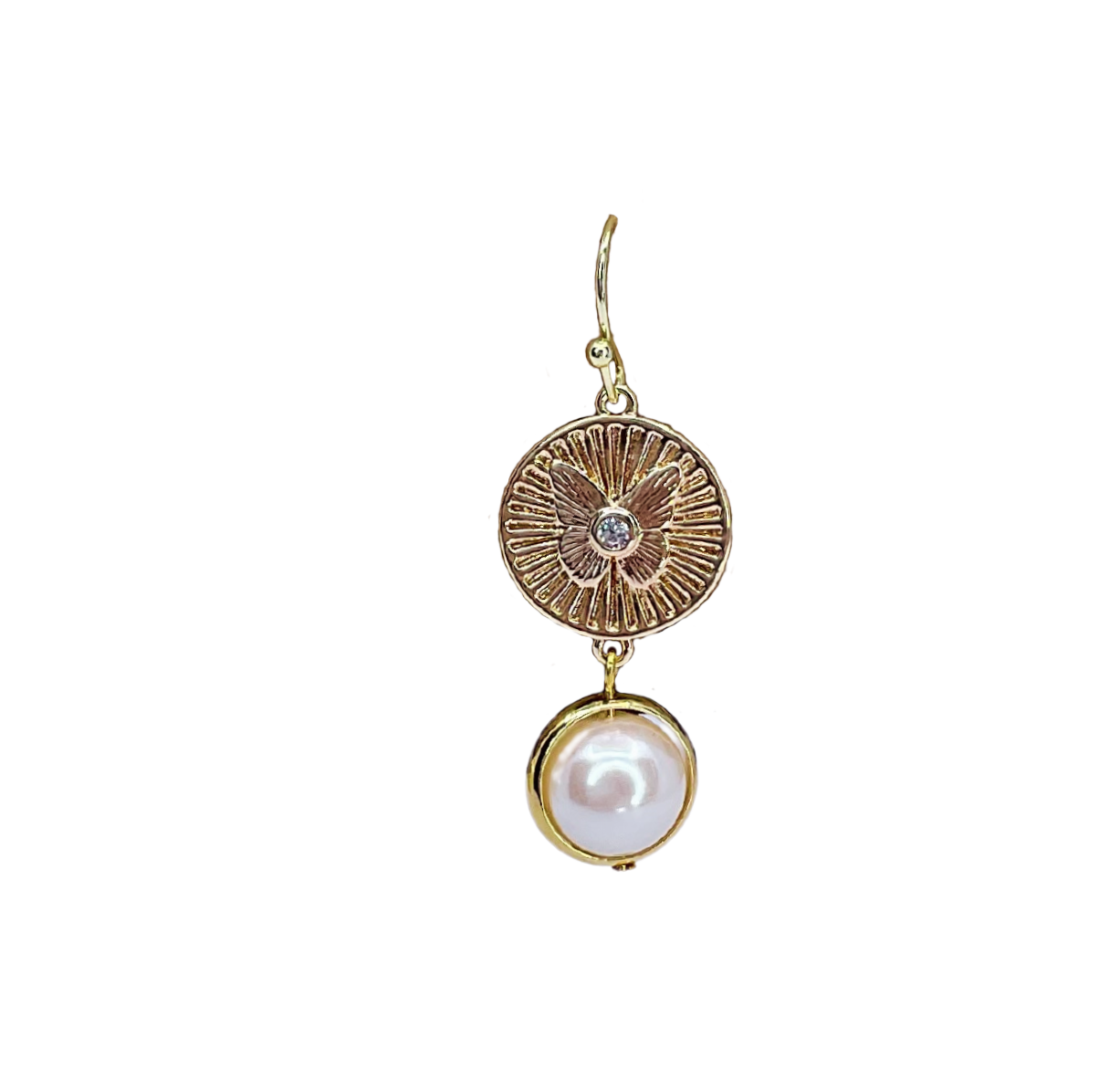 Butterfly and Vintage Pearl Earrings