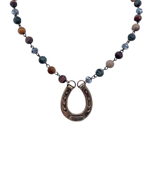 Vintage Rosary Chain with Vintage Horseshoe Pendant