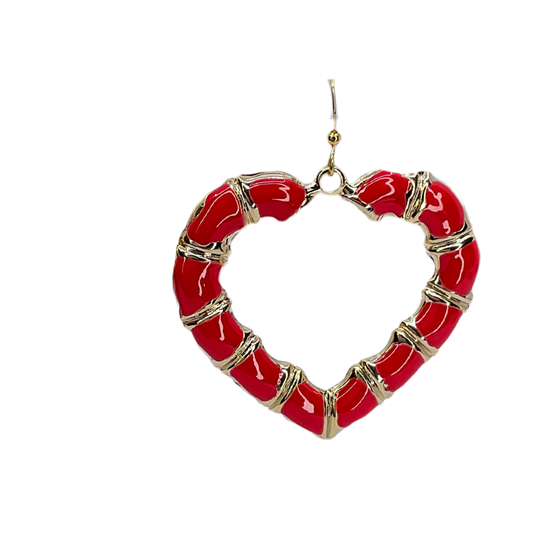 Vintage Red Enamel Heart Earrings