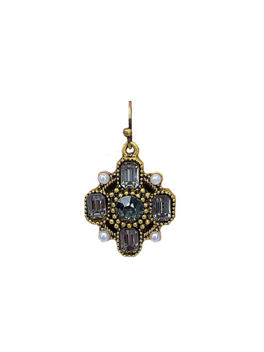 Antique Brass with Black Diamond Rhinestones