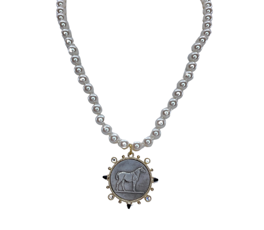 Vintage Pearl and Vintage Horse Coin