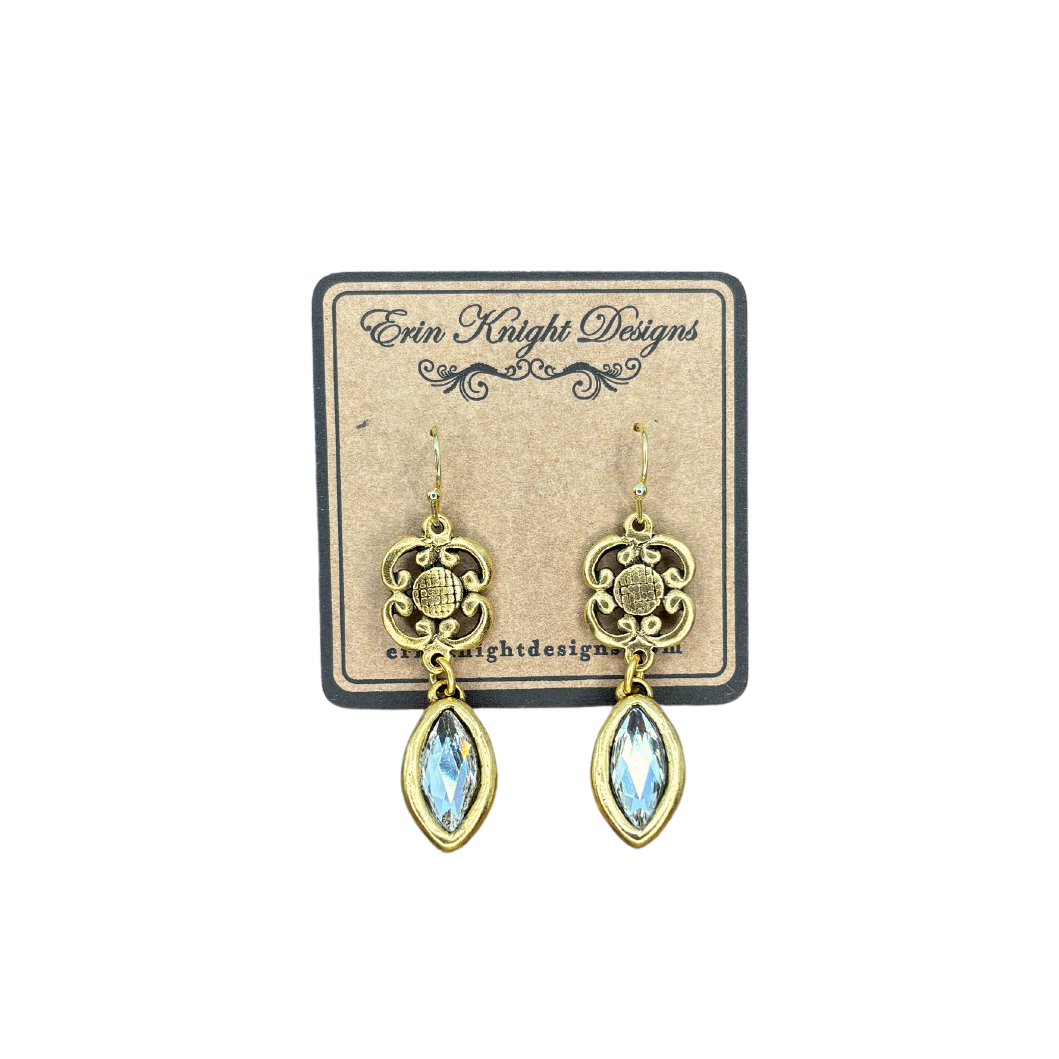 Vintage Reproduction Clover & Crystal Earrings