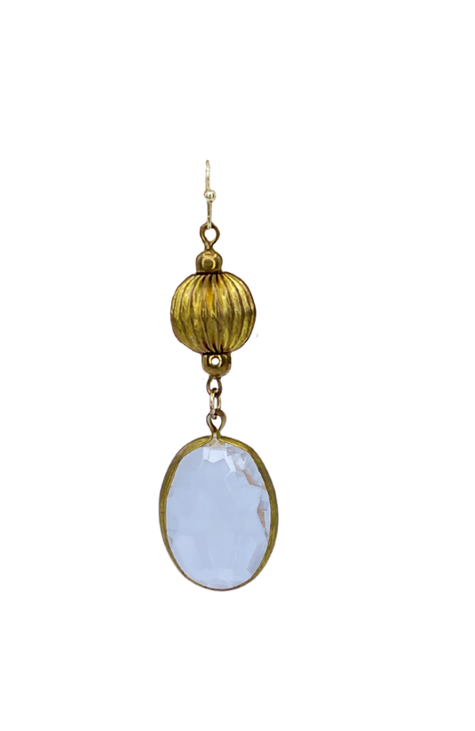 Vintage Fluted Large Crystal Drop Earrings