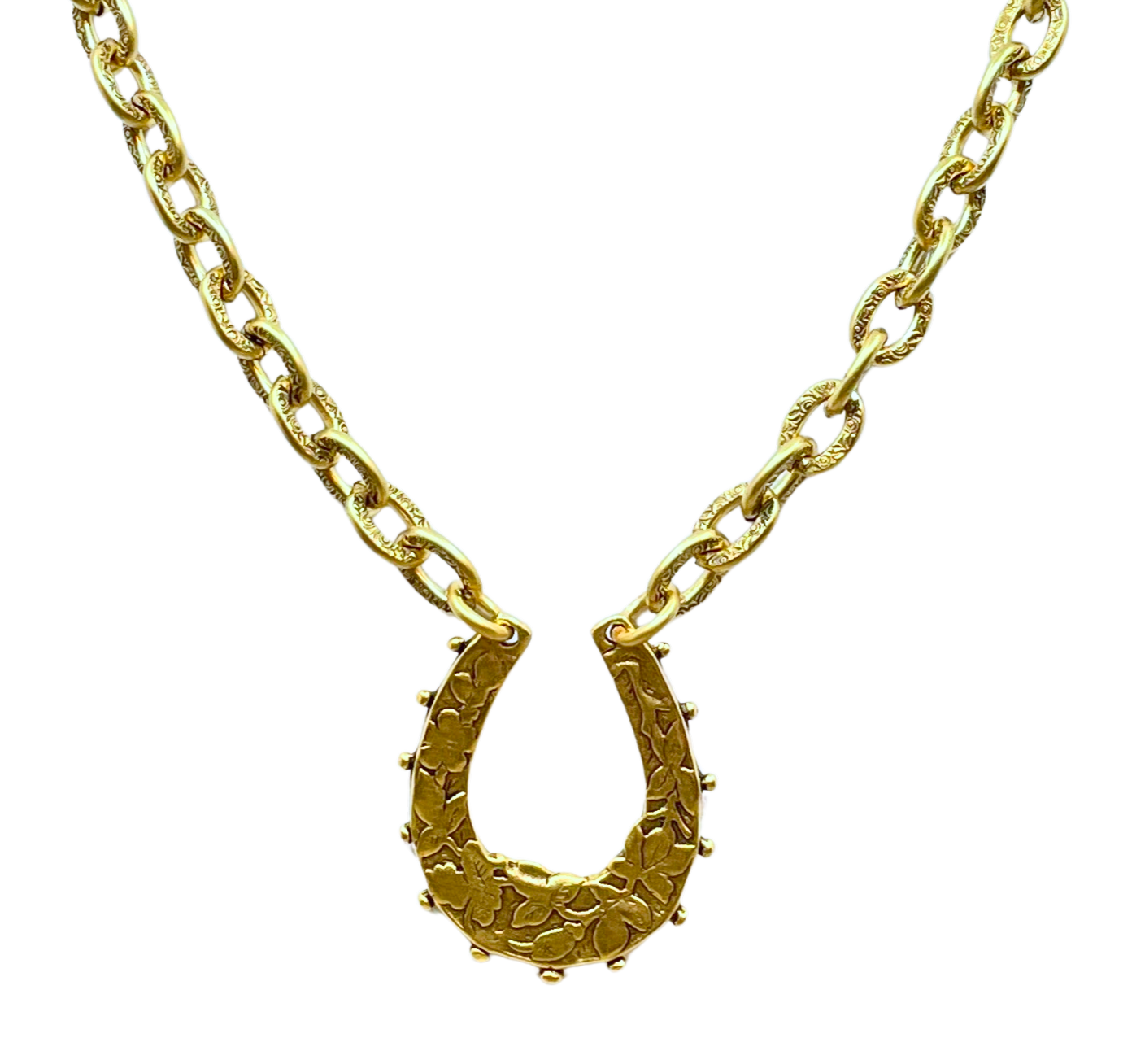 Vintage Reproduction Gold Plated 18" Chain with Horseshoe Pendant