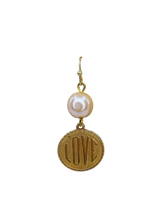 Vintage Gold Plated Love charm with Vintage Pearl