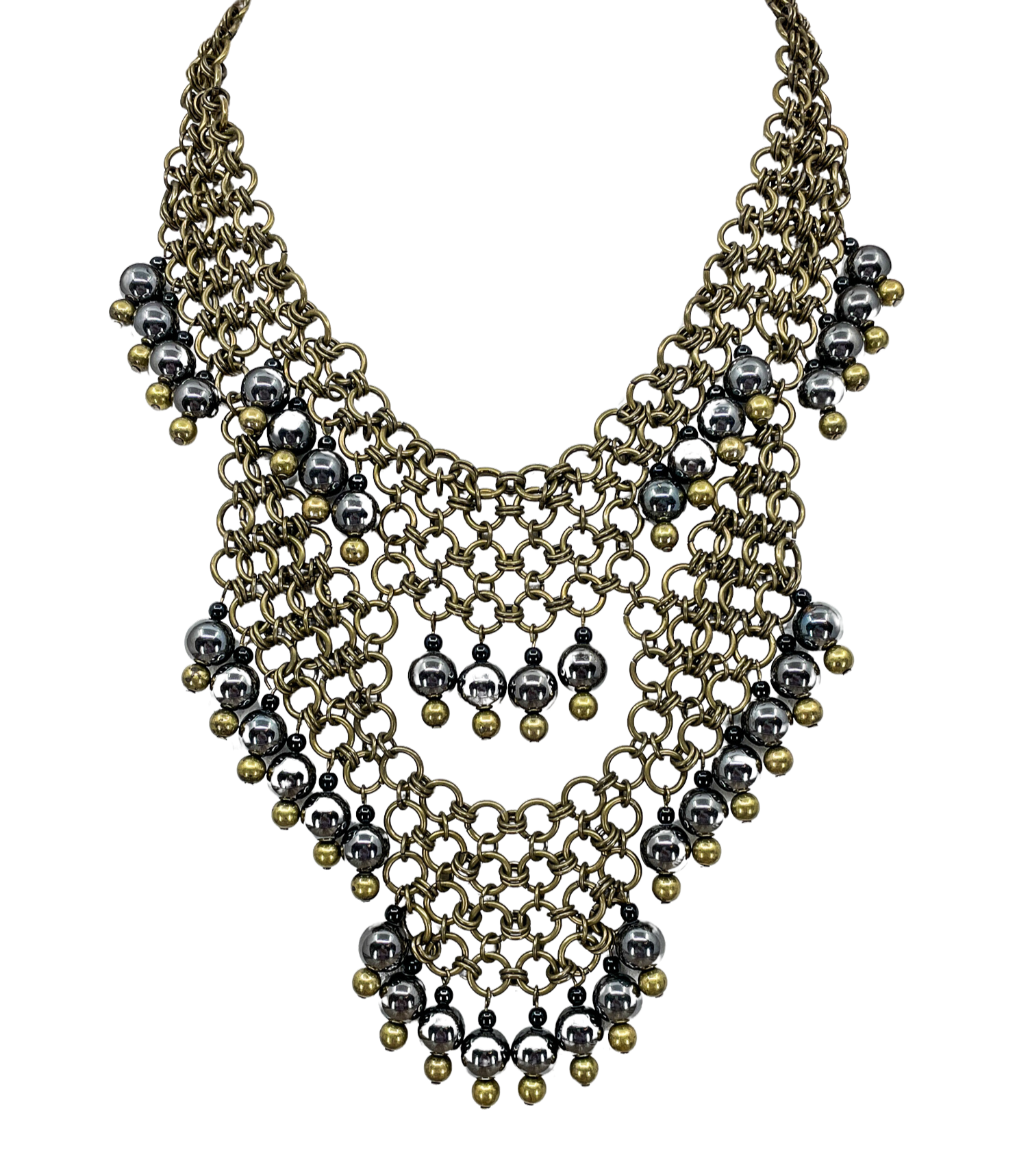 Brass Chain Link Bib Necklace