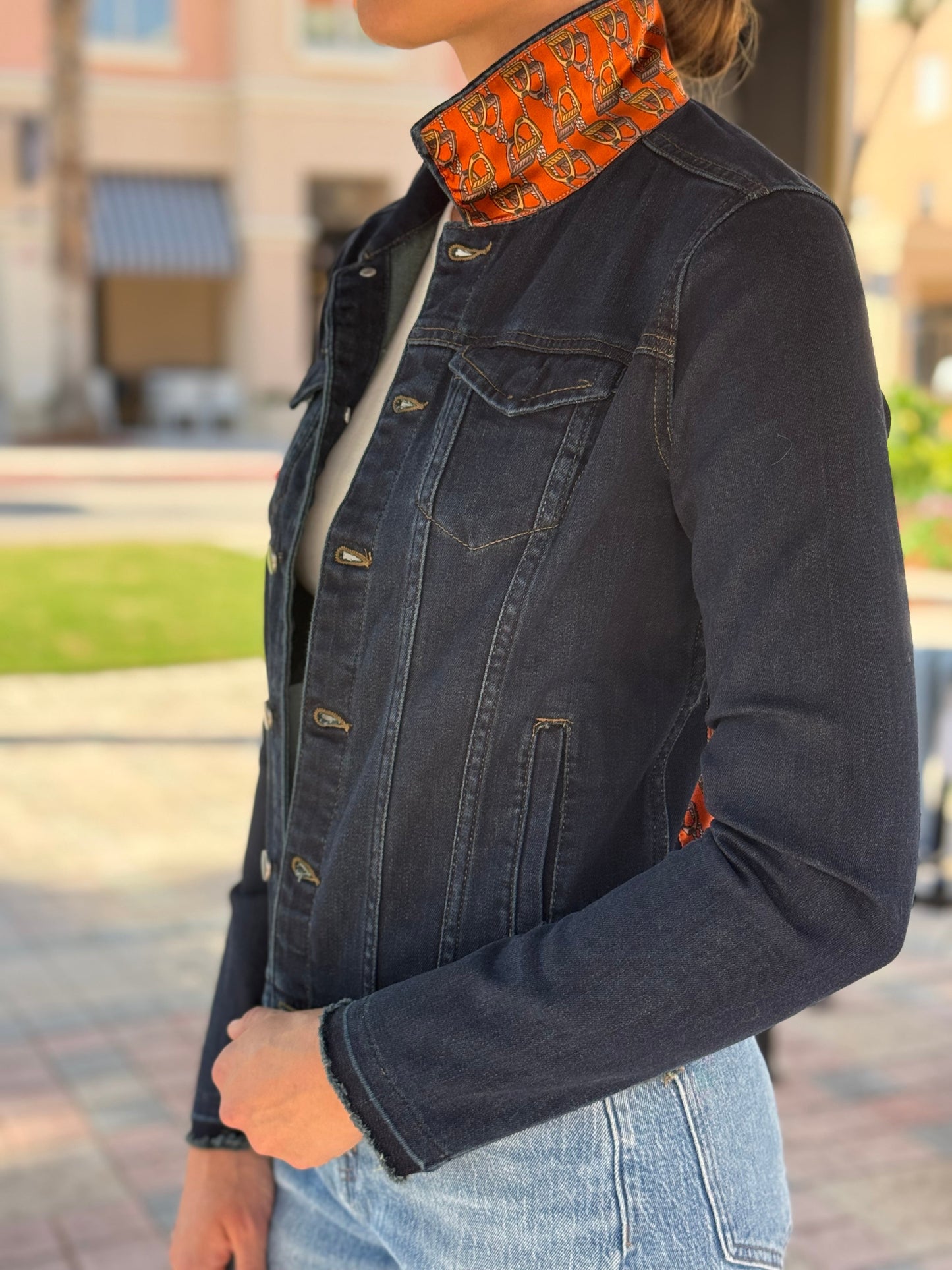 The Dark Denim Jacket / Lot’s of Stirrups / Orange