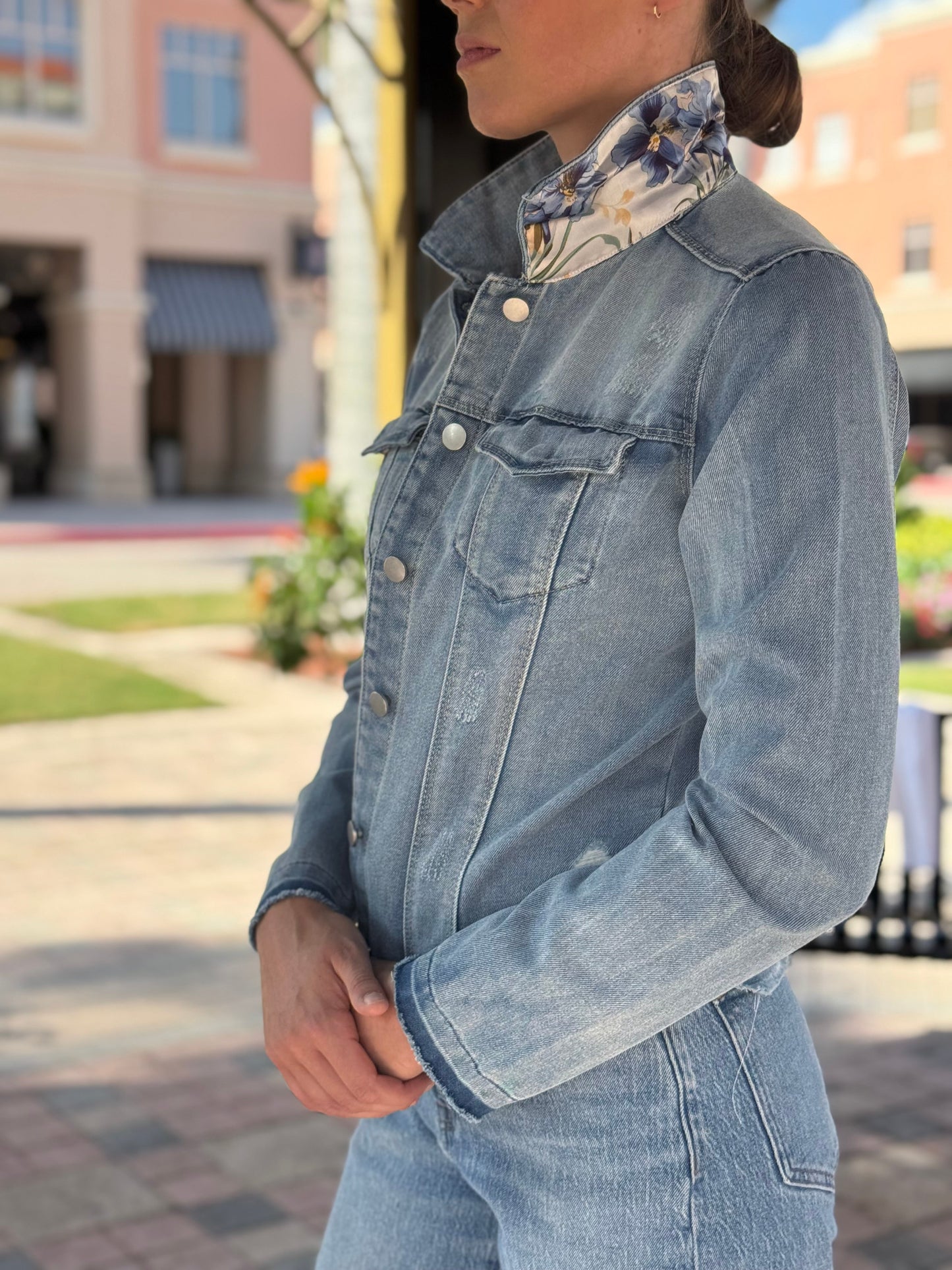 The Light Denim Jacket / Blooming Iris