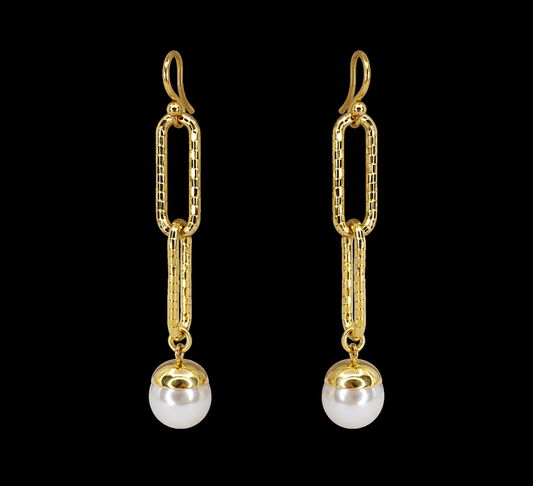 Chain and Pearl Earrings