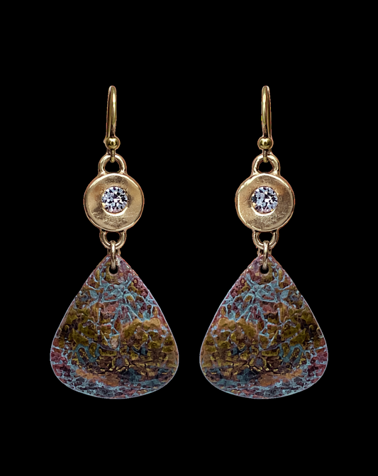 Patina And Swarovski Crystal Earrings