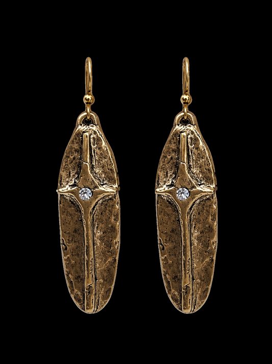 Elongated Cross Earrings with Swarovski Crystal