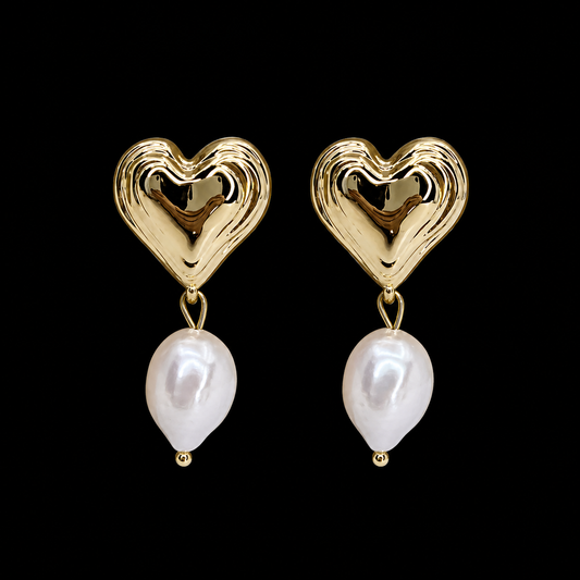 Heart and Pearl Earrings