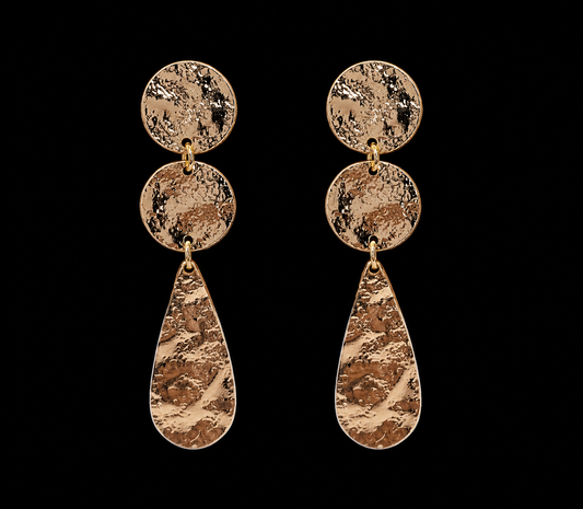 Hammered Rose Gold Drop Earrings