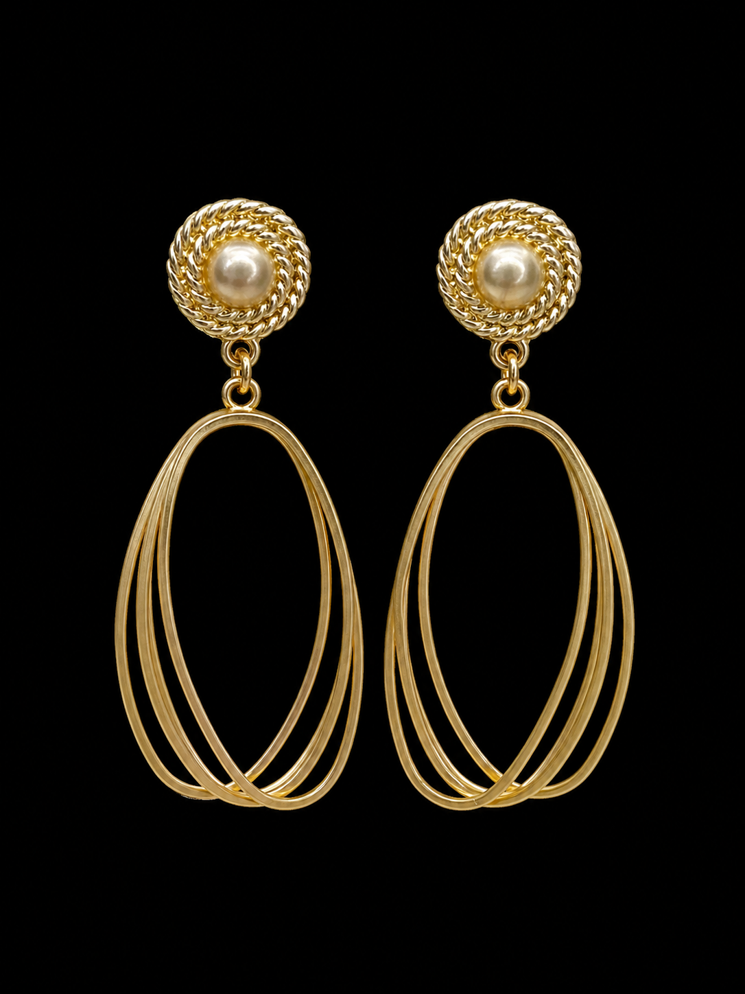 Matte Gold Elongated Hoop Earrings