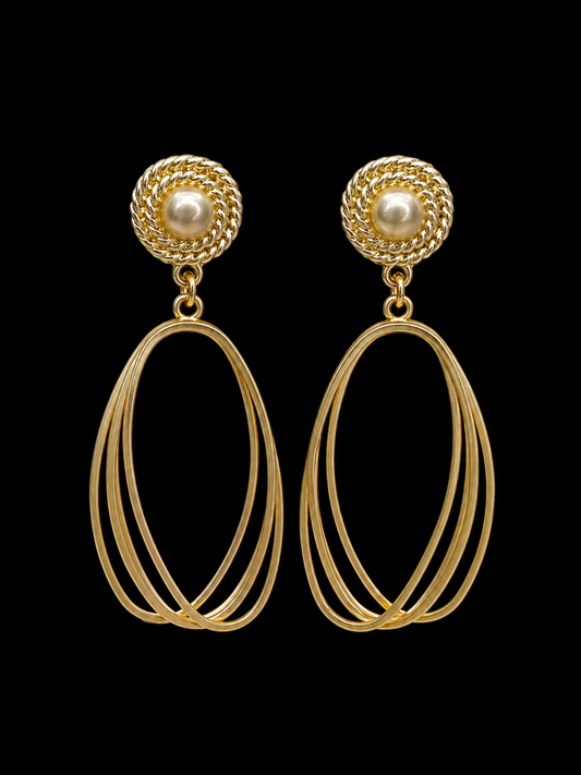 Matte Gold Elongated Hoop Earrings
