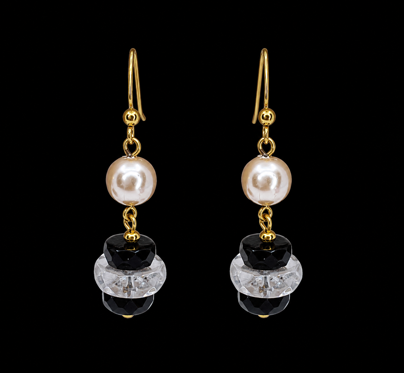 Vintage Czech Glass and Faux Pearl Earrings
