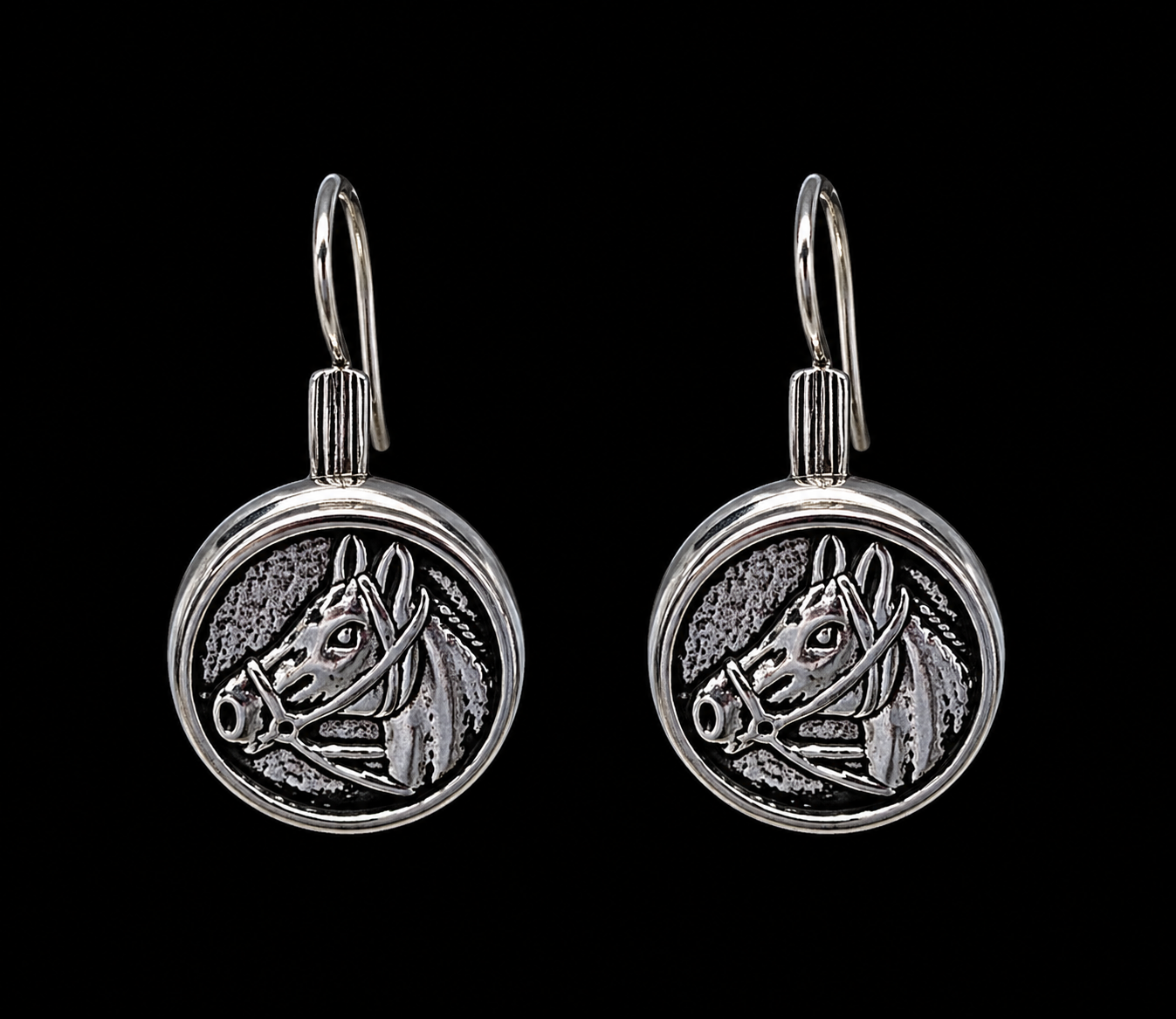 Silver Tone Horse Earrings