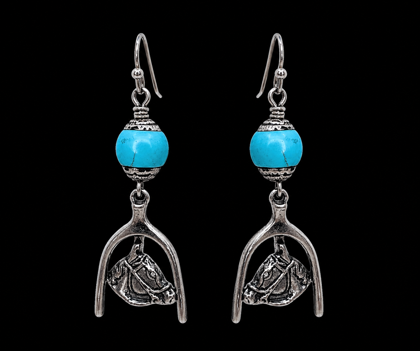 Turquoise Horse Earrings