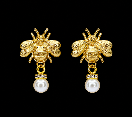 Bee and Vintage Faux Pearl Earrings