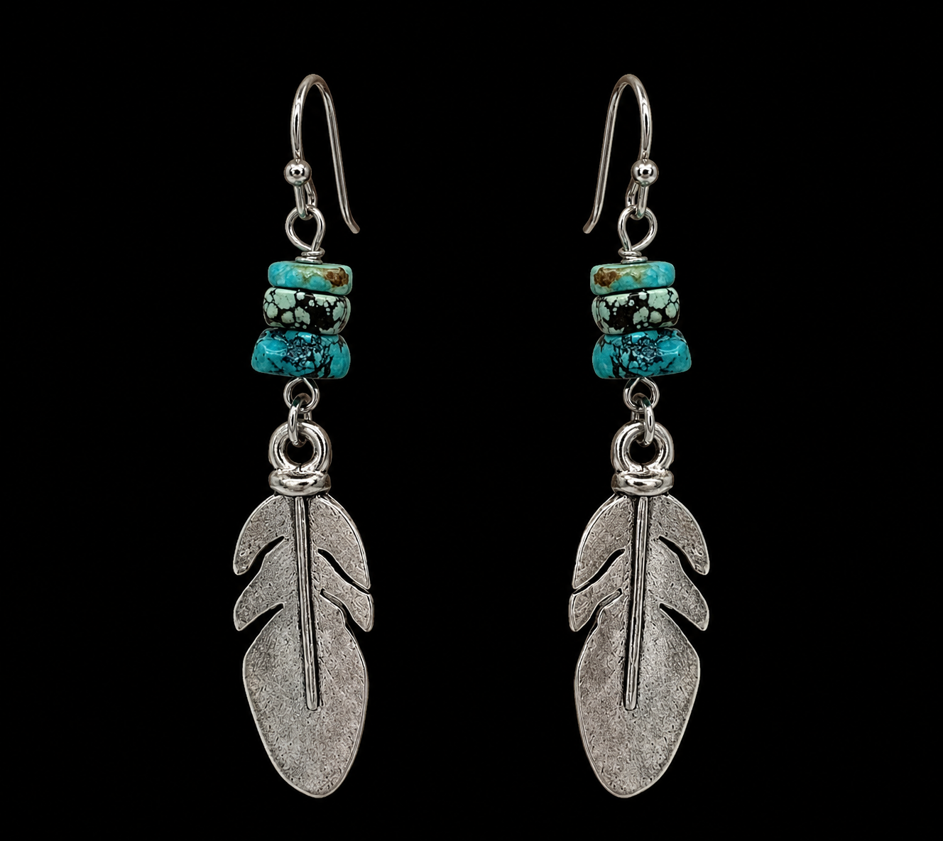 Turquoise and Feather Earrings