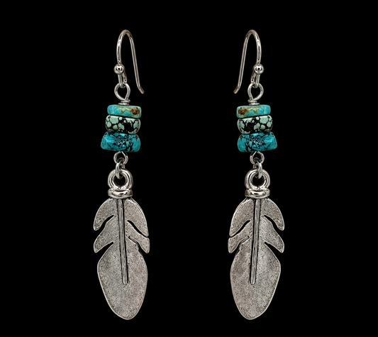 Turquoise and Feather Earrings