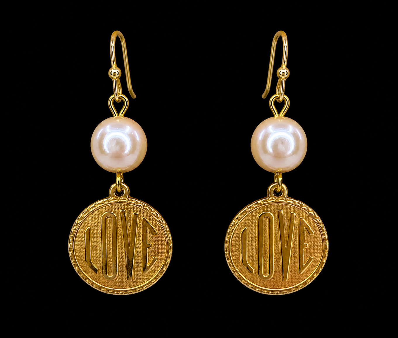 Vintage Gold Plated Love charm with Vintage Pearl