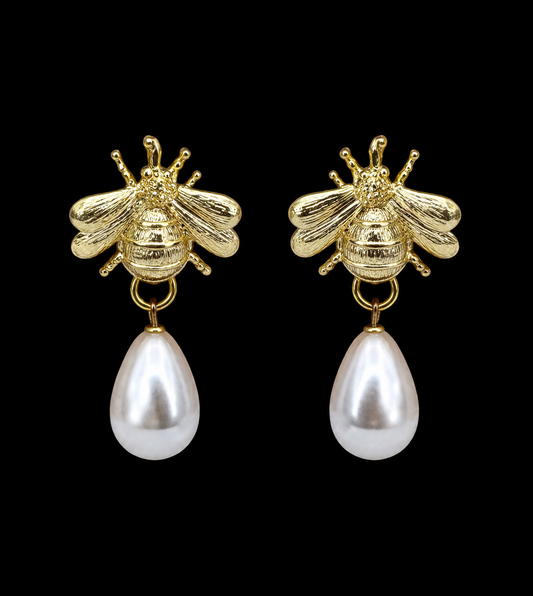 Bee Faux Pear Teardrop Earrings