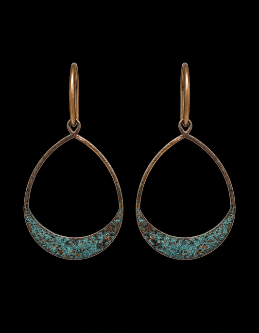 Patina Teardrop Hoop Earrings