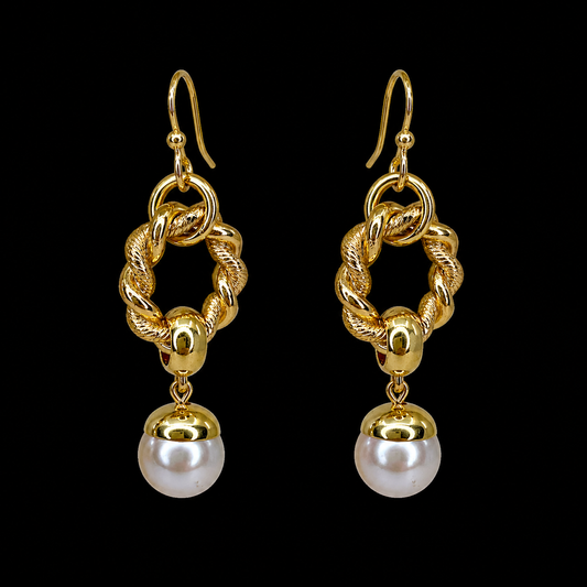 Vintage Rope and Pearl Earrings
