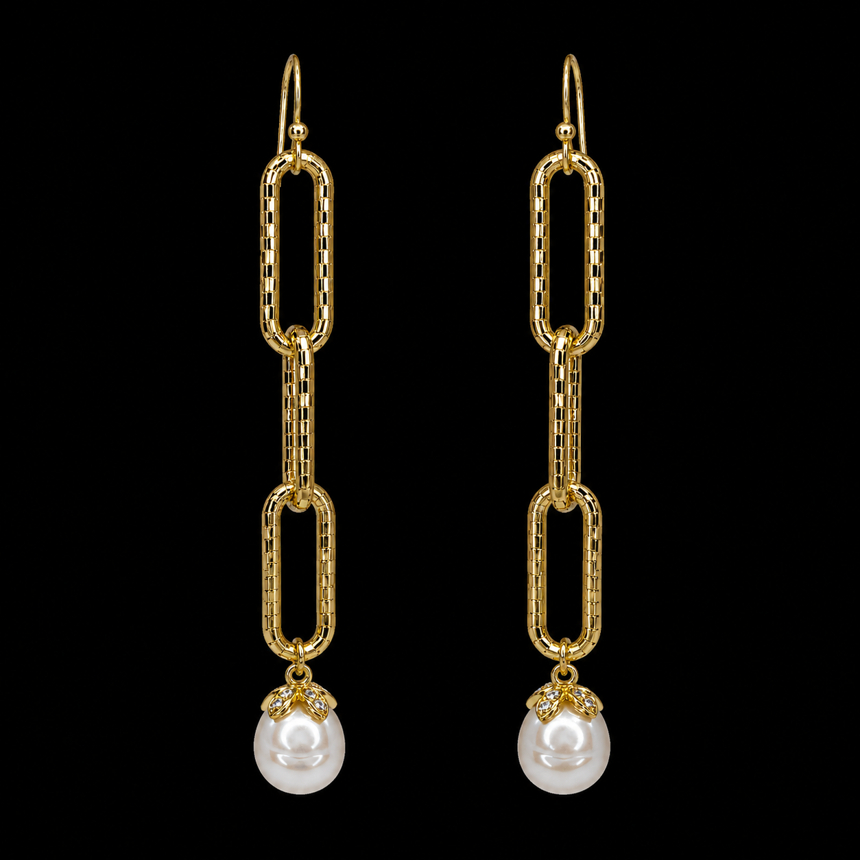 Chain Earrings With Vintage Pearl