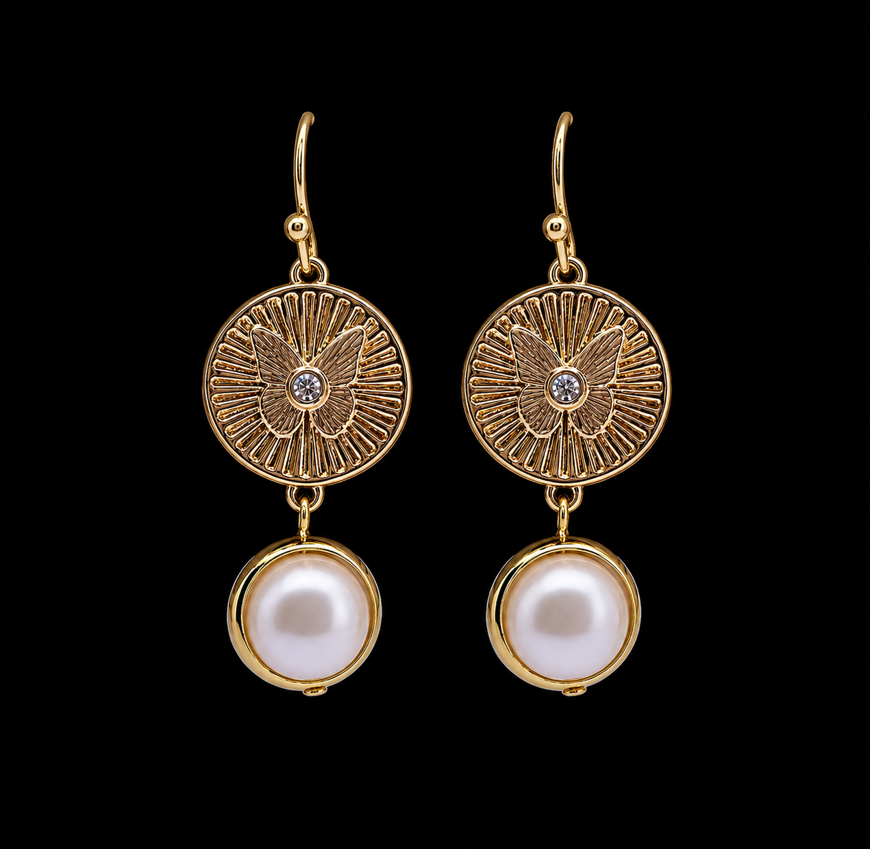 Vintage Pearl and Wheel earrings